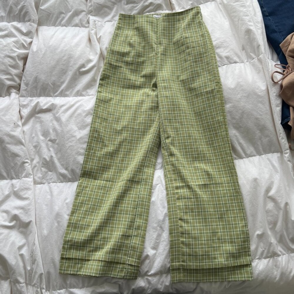 Princess Polly Green Checkered Pants